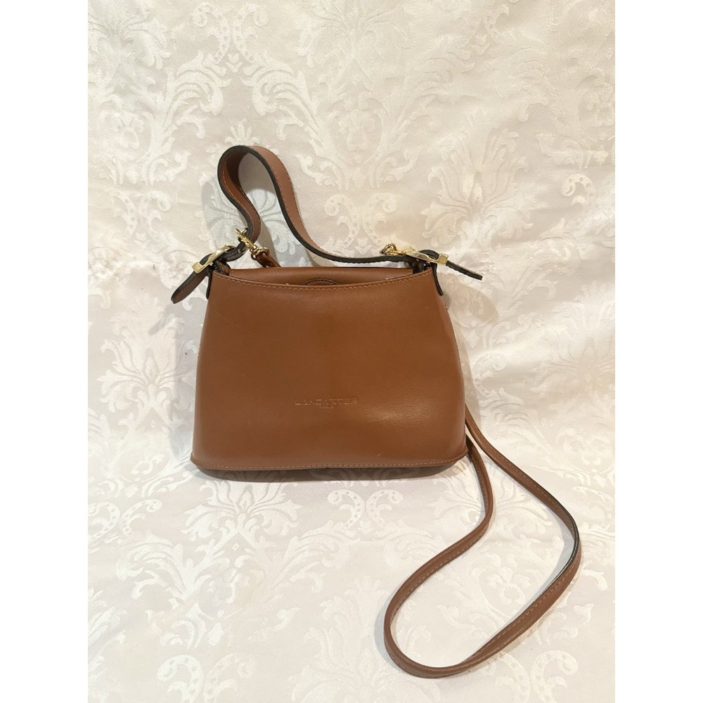 Lancaster Paris Vtg Smooth leather crossbody + Hand bag Purse Marron/Brown - Picture 3 of 16